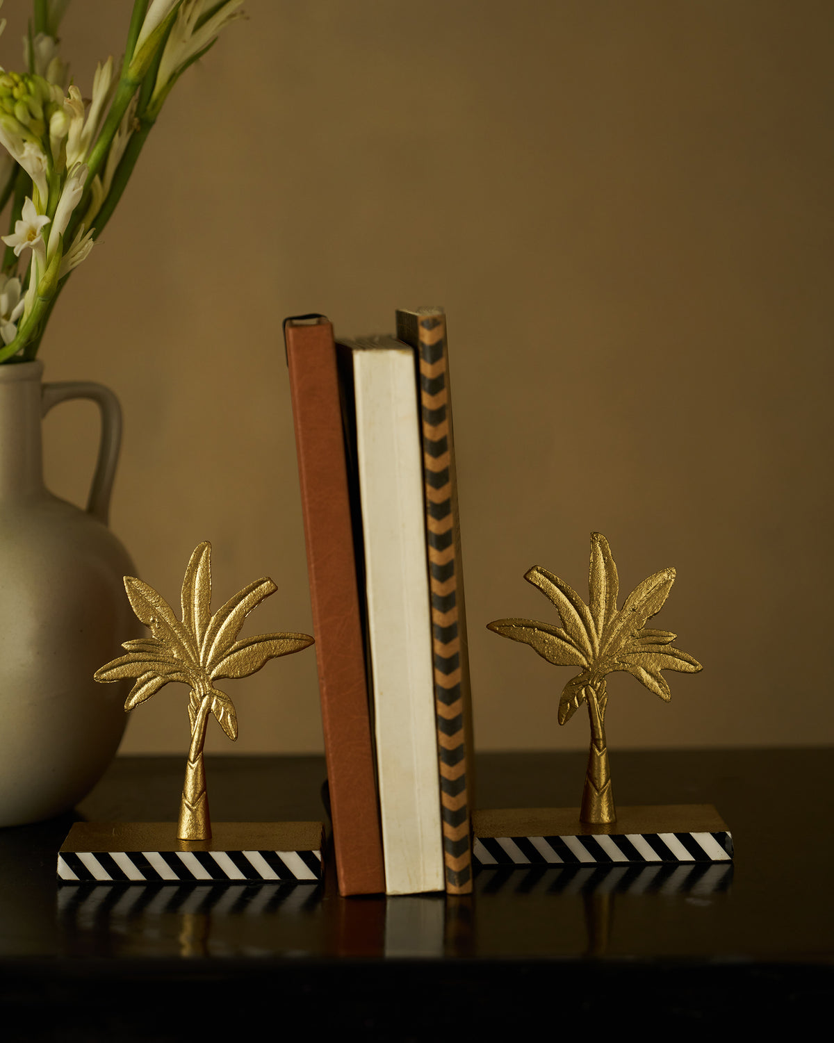 Gilded Palm Bookends