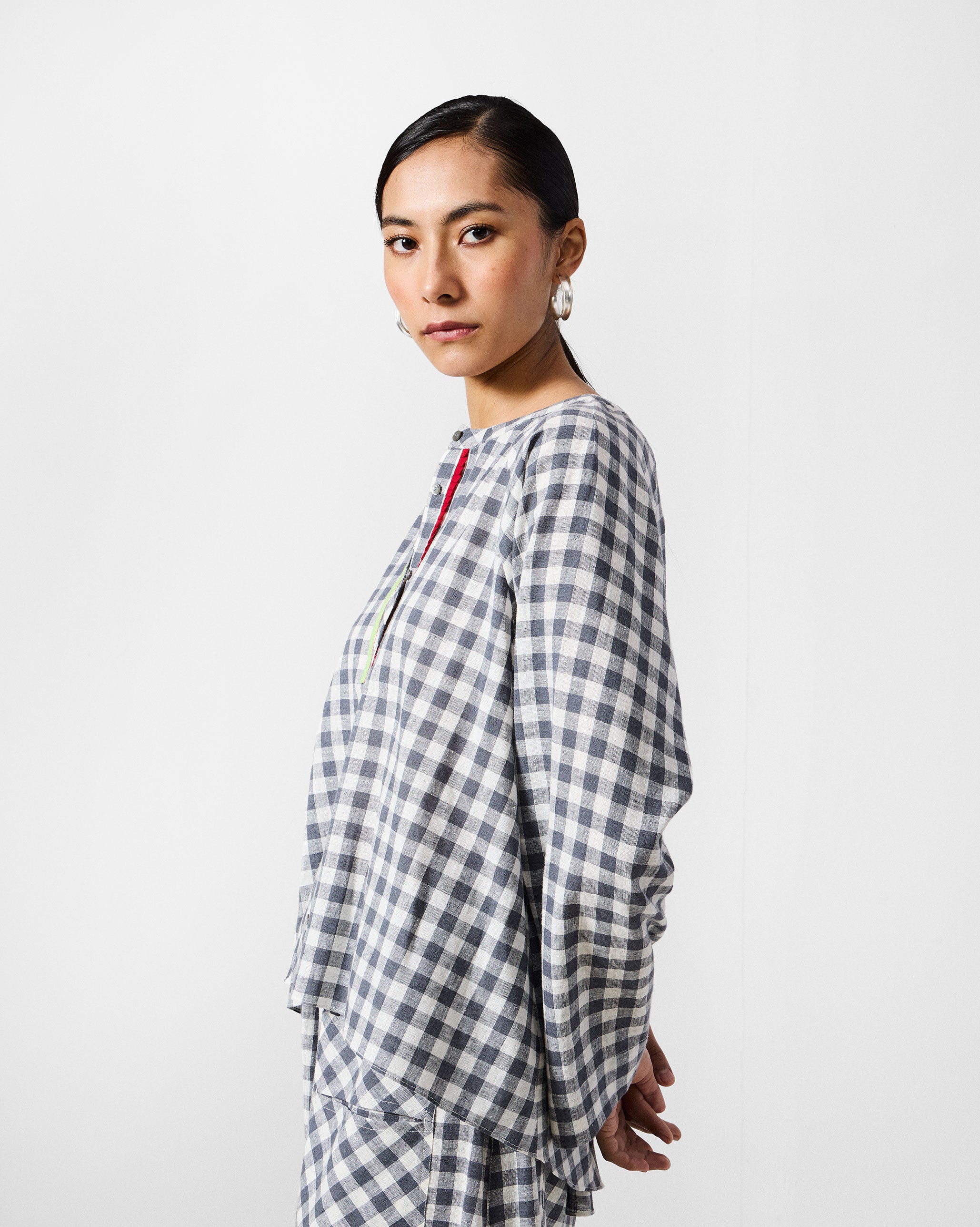 The Zil Top Set - Charcoal & White Checks