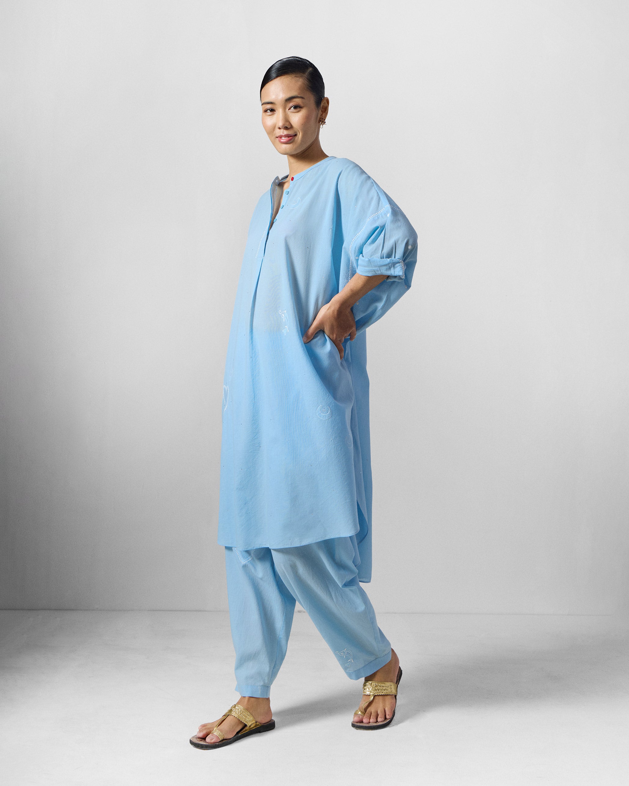 The Lazy Sunday Tunic Set - Ice Blue