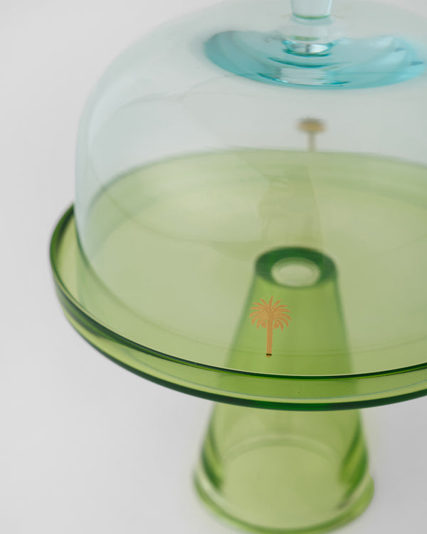 Close view of the blue dome meeting the green plate