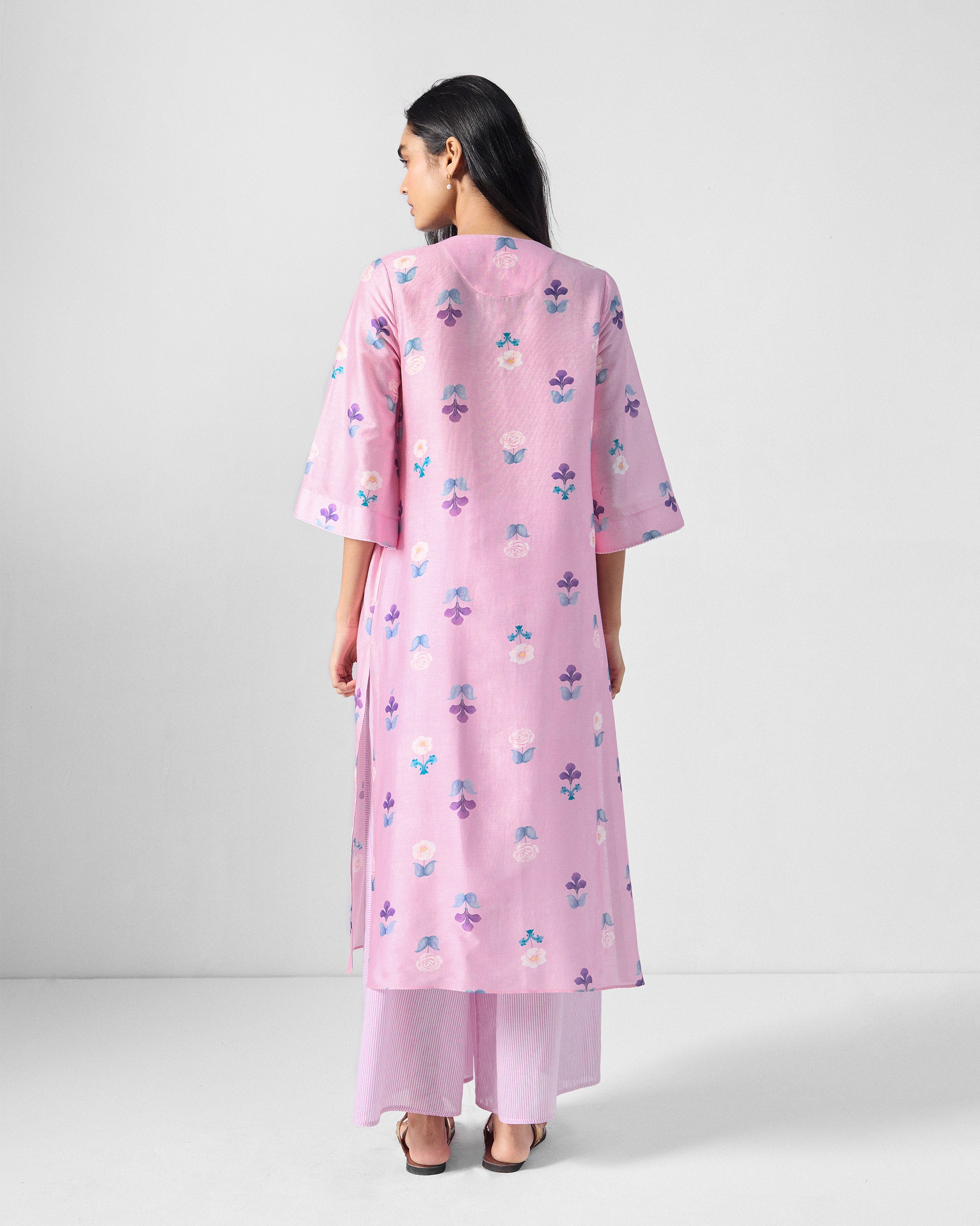 The Hera Kurta Set - Pink & White