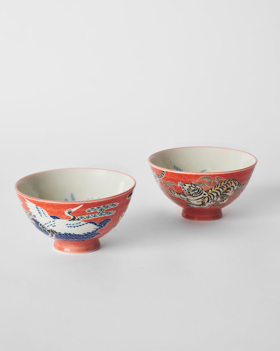 The pair of red bowls