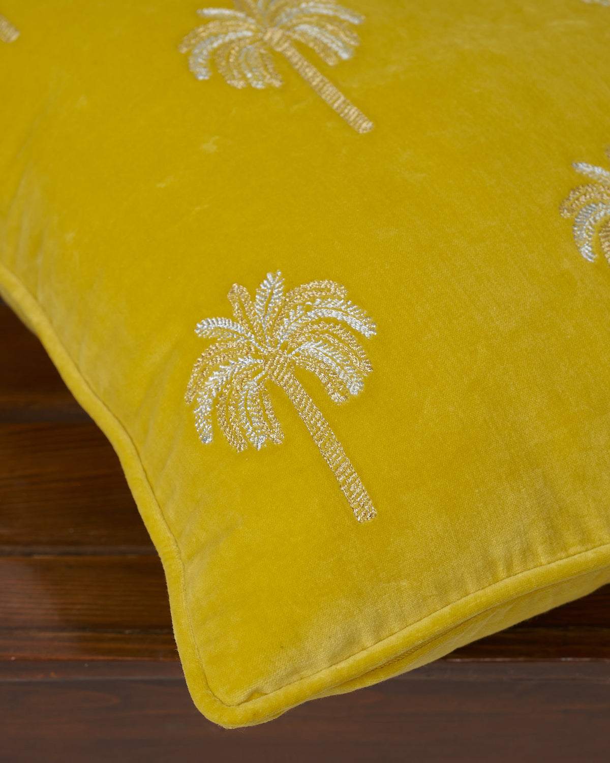 Palm Shimmer Cushion Cover - Yellow