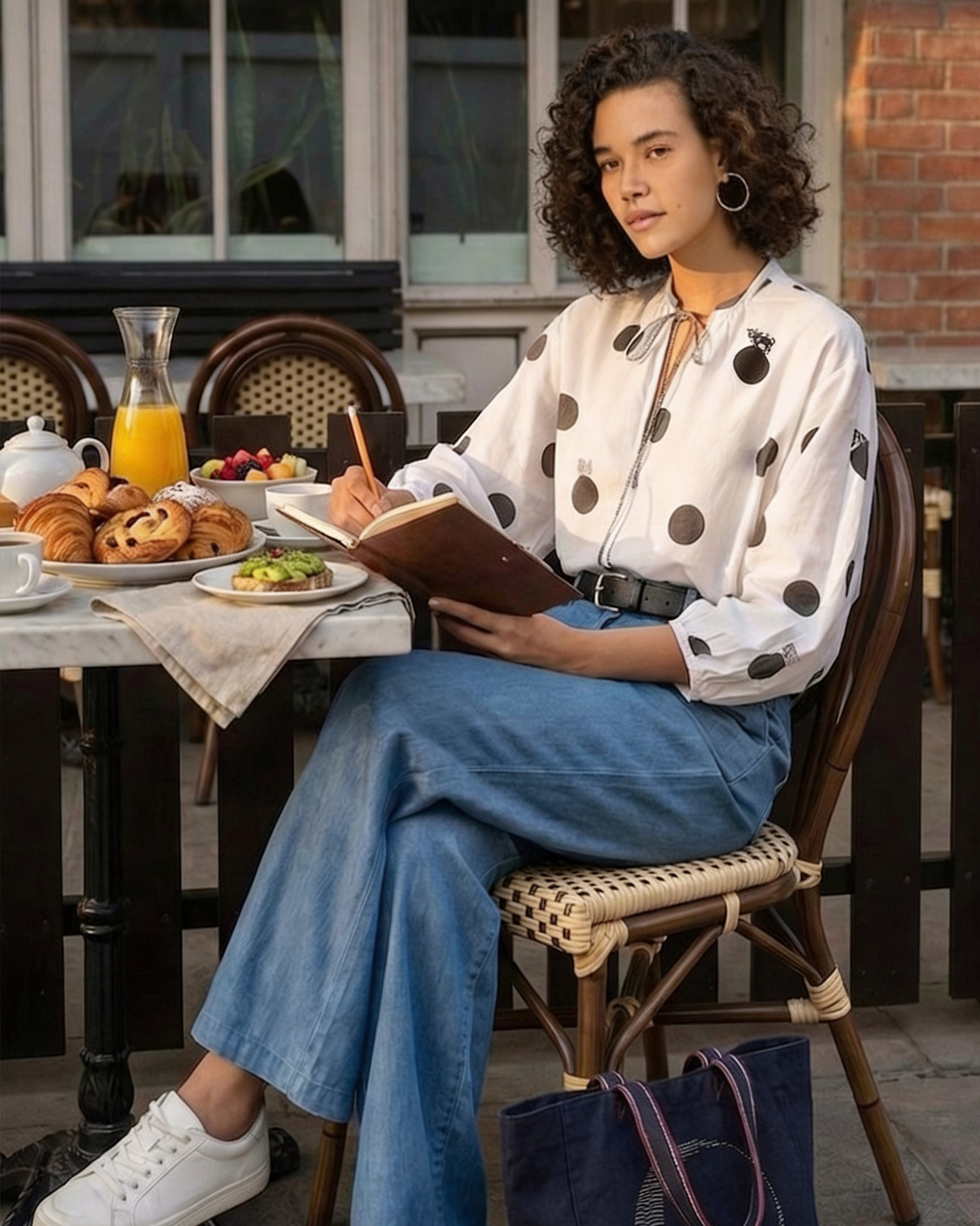 Billow Top - White & Black Printed