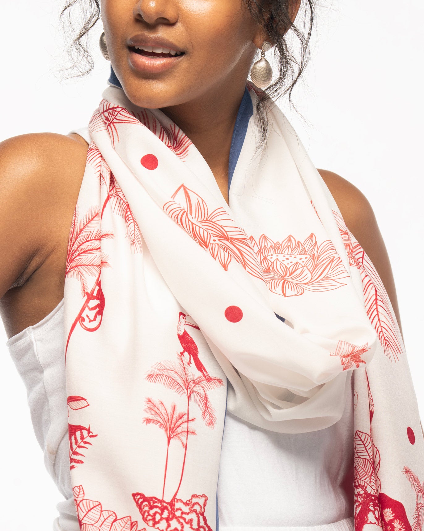 Sankara Scarf - Red & White
