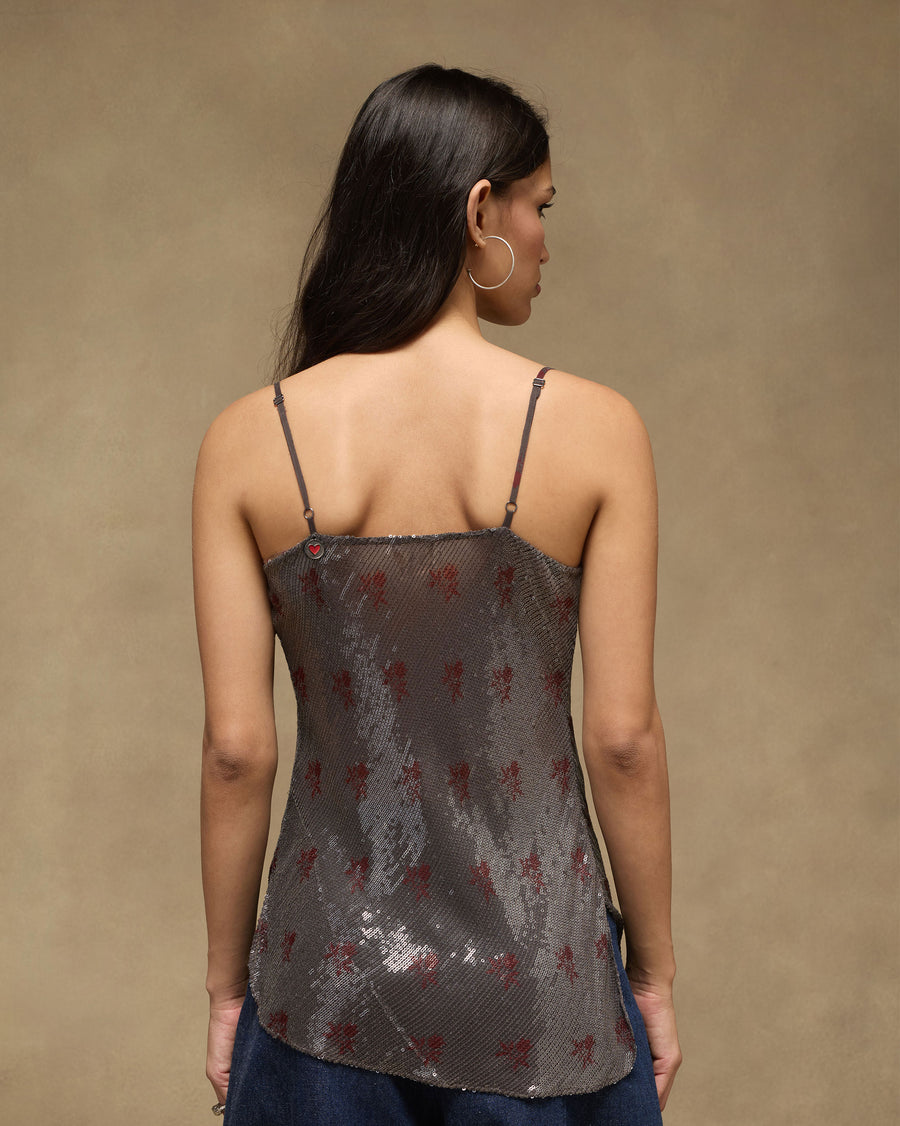 Back view of the Flit Top, with slim adjustable straps and gunmetal adjusters.