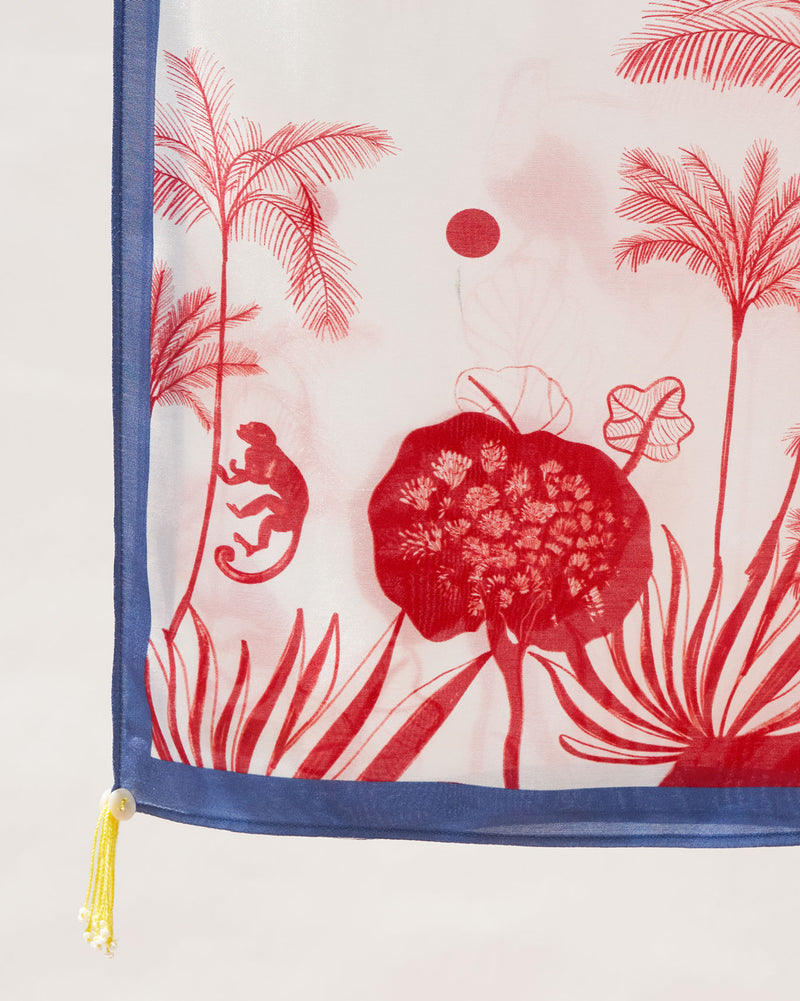Sankara Scarf - Red & White
