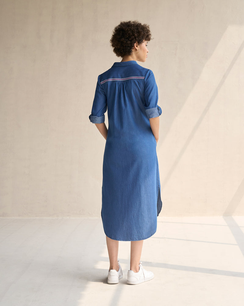 Pristine Long Shirt Dress - Blue