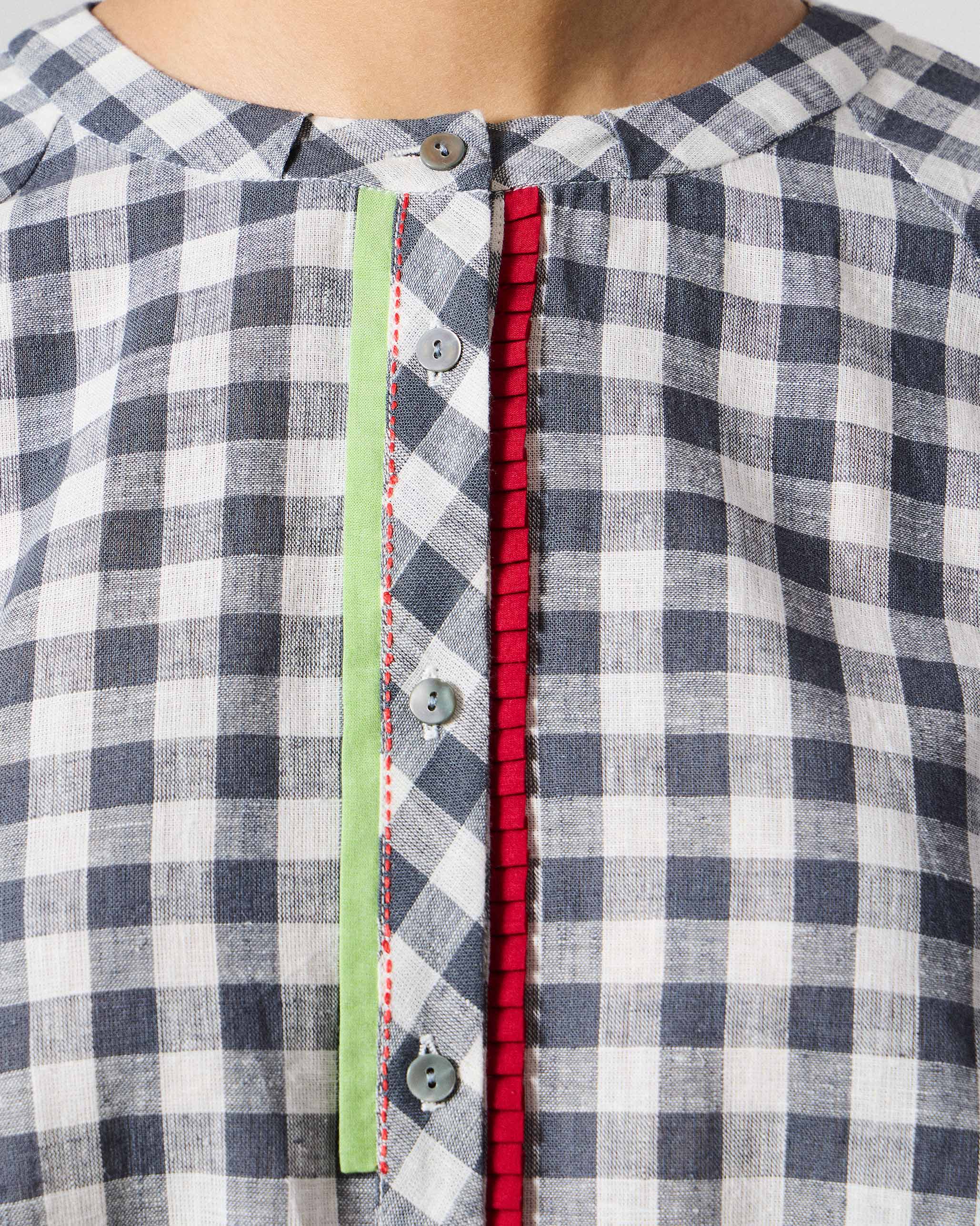 The Zil Top Set - Charcoal & White Checks