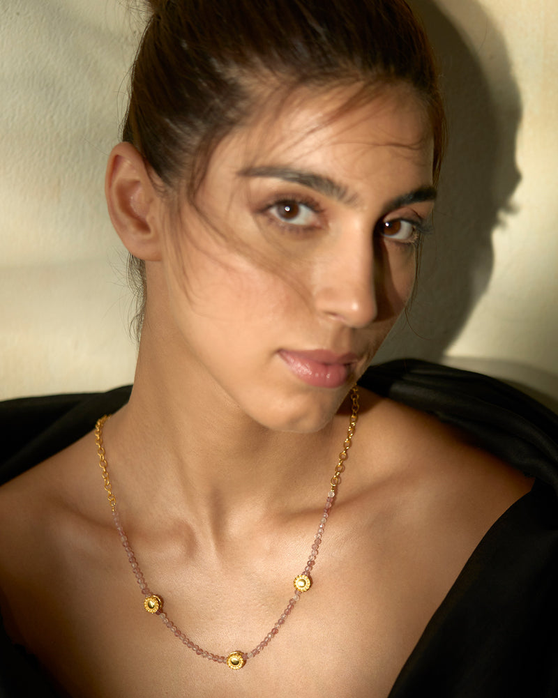 Opera Necklace - Pink & Gold