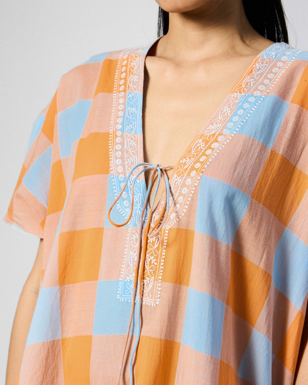 The Vaya Kaftan Set - Orange & White thumbnail 5