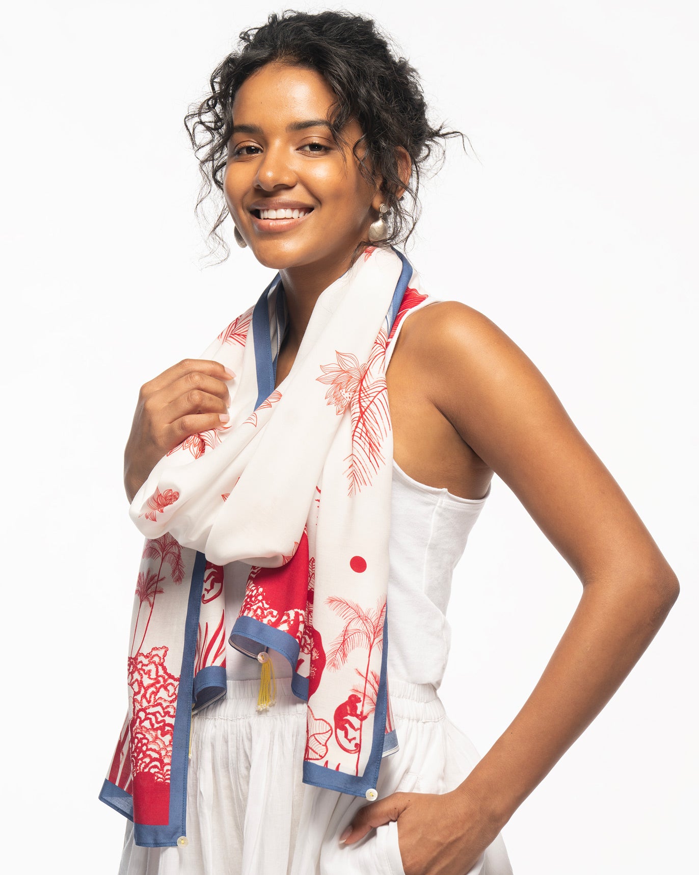 Sankara Scarf - Red & White