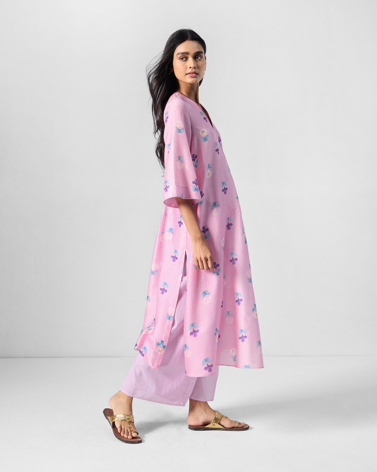 The Hera Kurta Set - Pink & White
