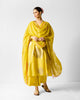 The V-Neck Flared Kurta Set - Chartreuse & Gold Printed