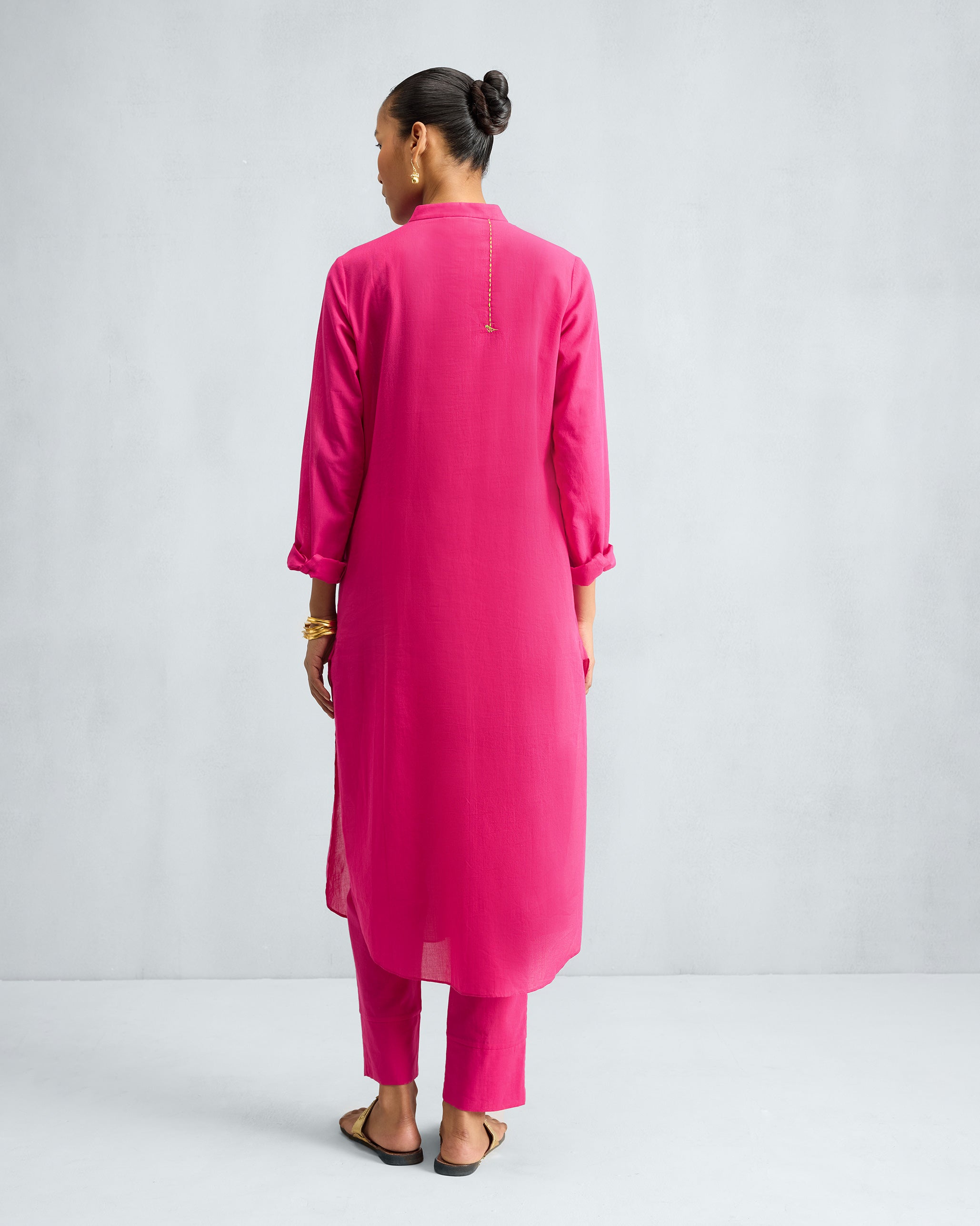 The Basic Long Kurta Set - Fuchsia