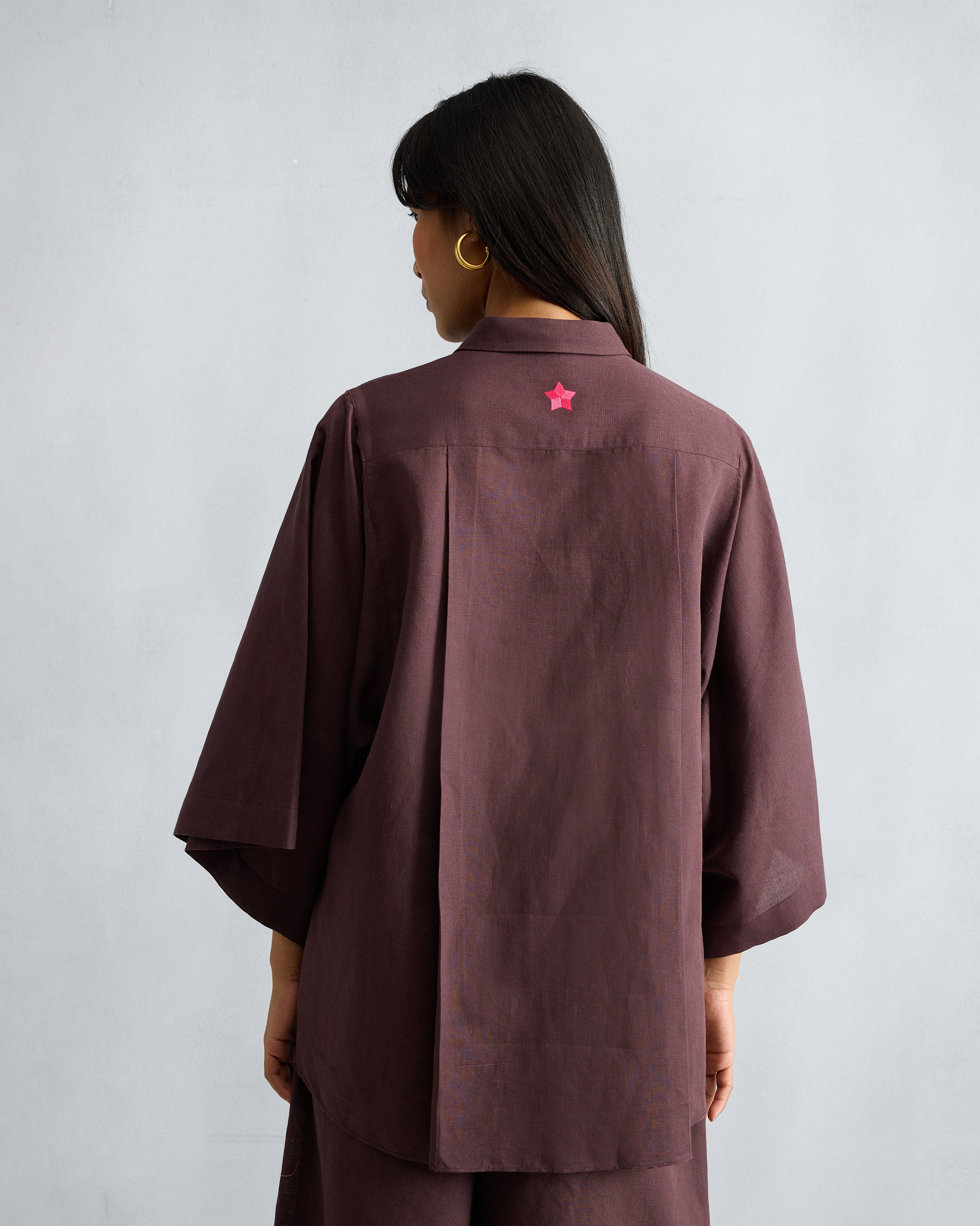 The Drop Armhole Shirt Set - Chocolate Plum