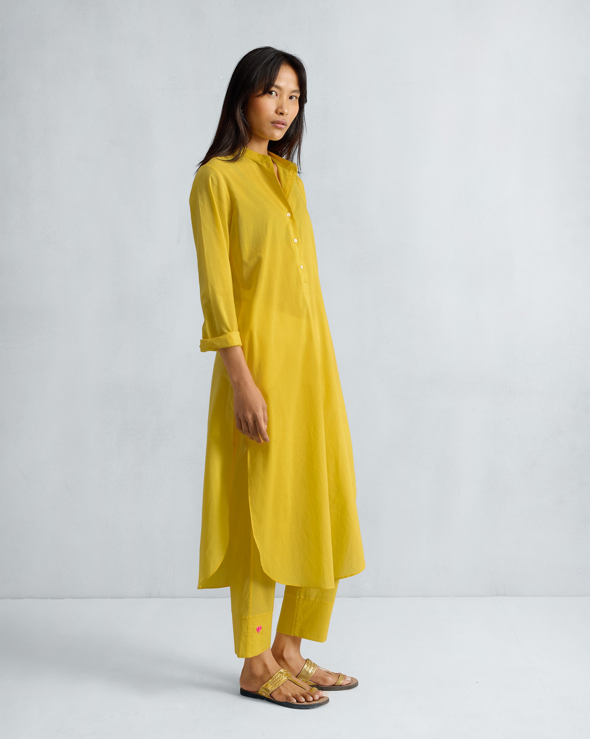 The Basic Long Kurta Set - Yellow