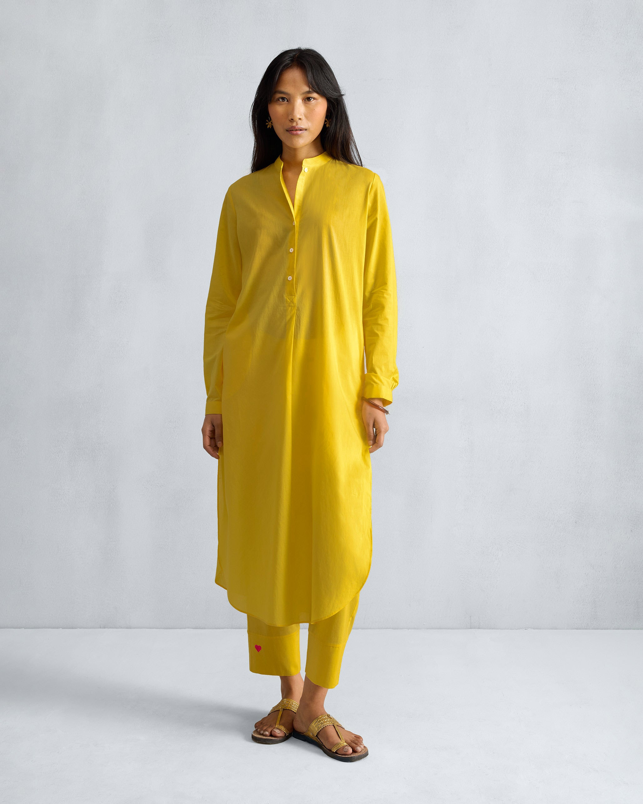 The Basic Long Kurta Set - Yellow