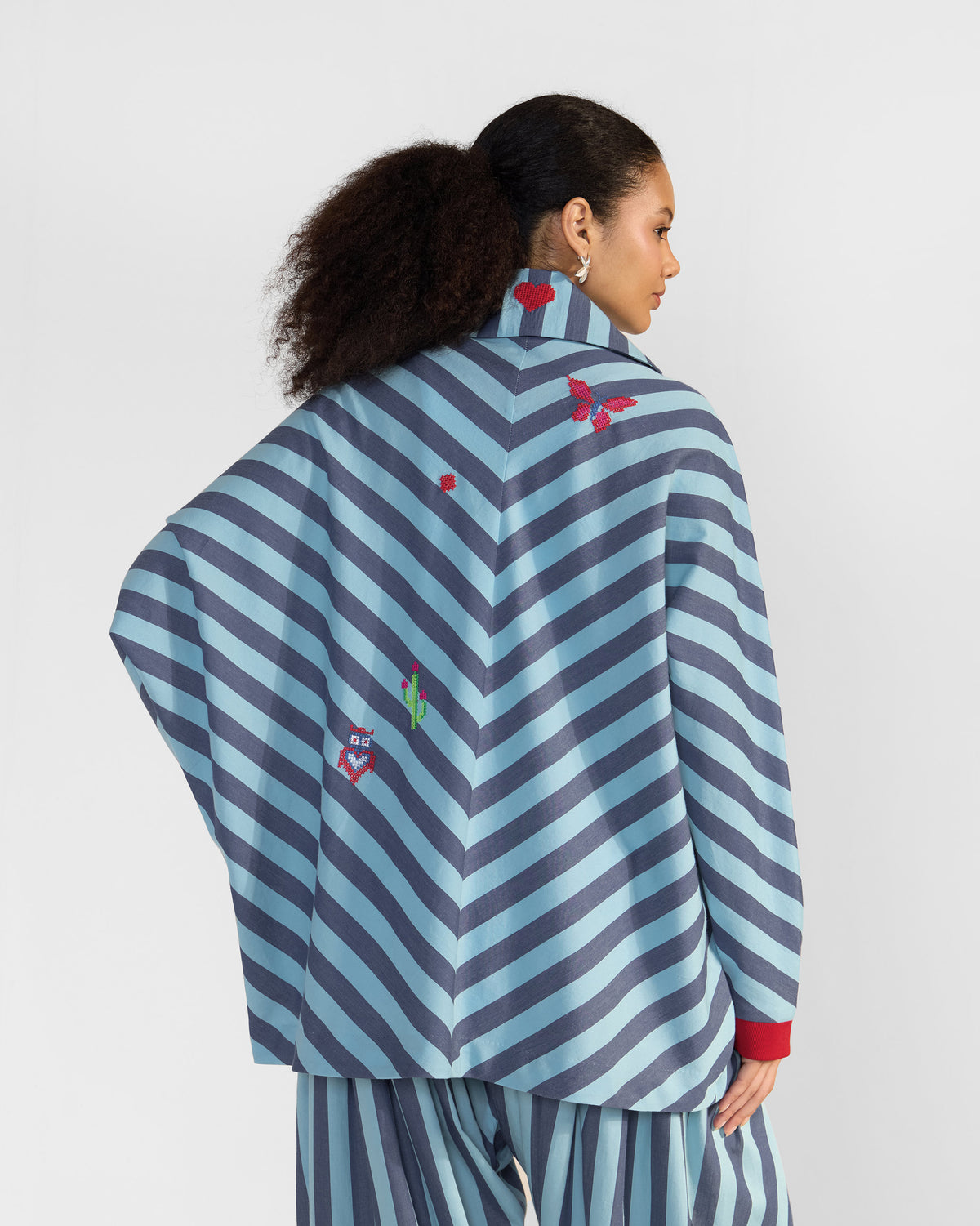 The Ambrai Jacket Set - Blue Stripes