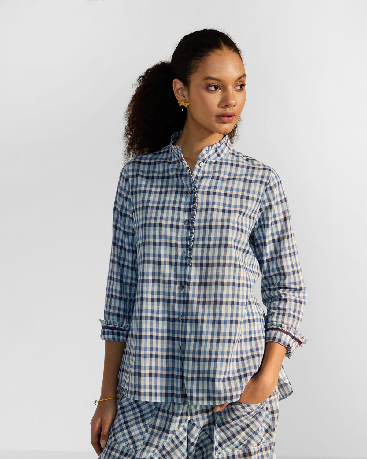 The Hera Shirt Set- Blue & White Checks