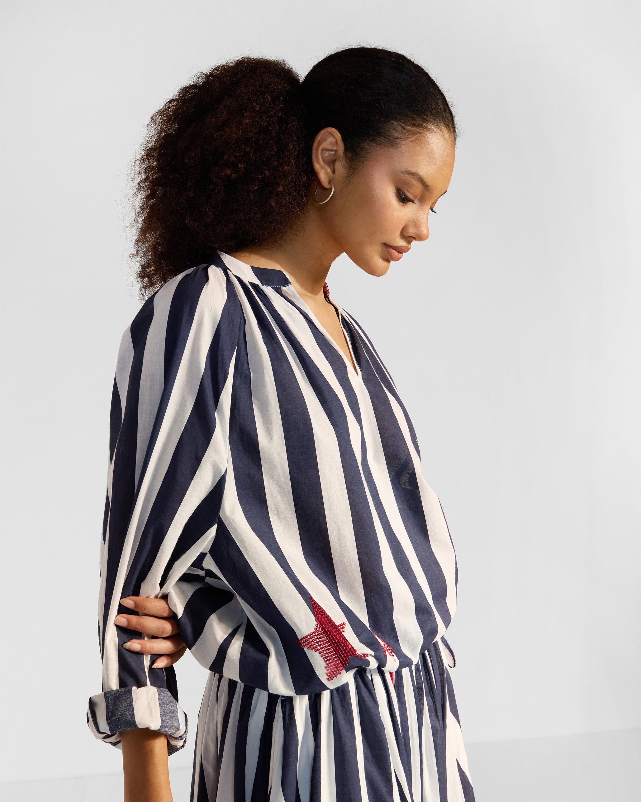 The Zaya Top Set - Blue & White Stripes