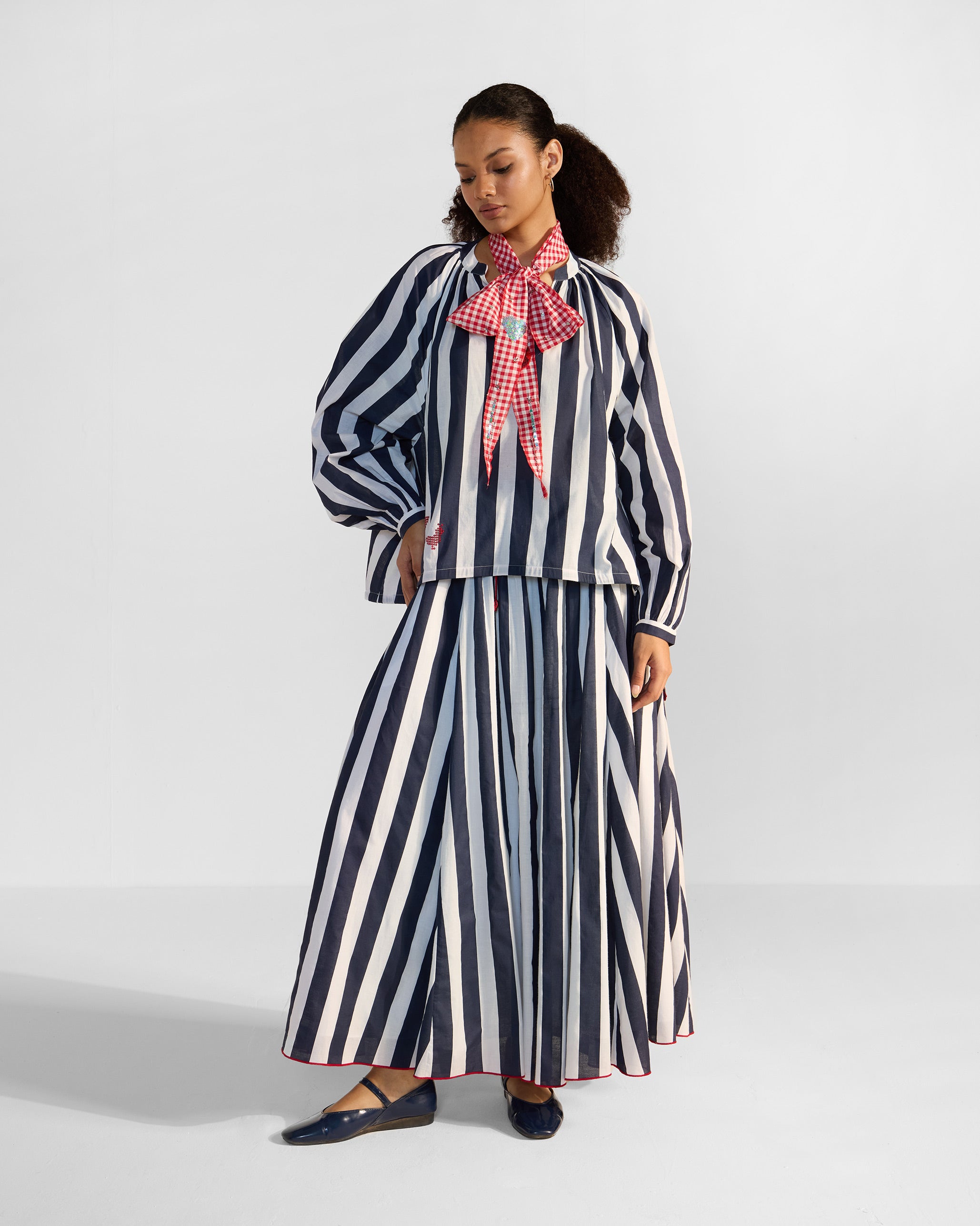The Zaya Top Set - Blue & White Stripes