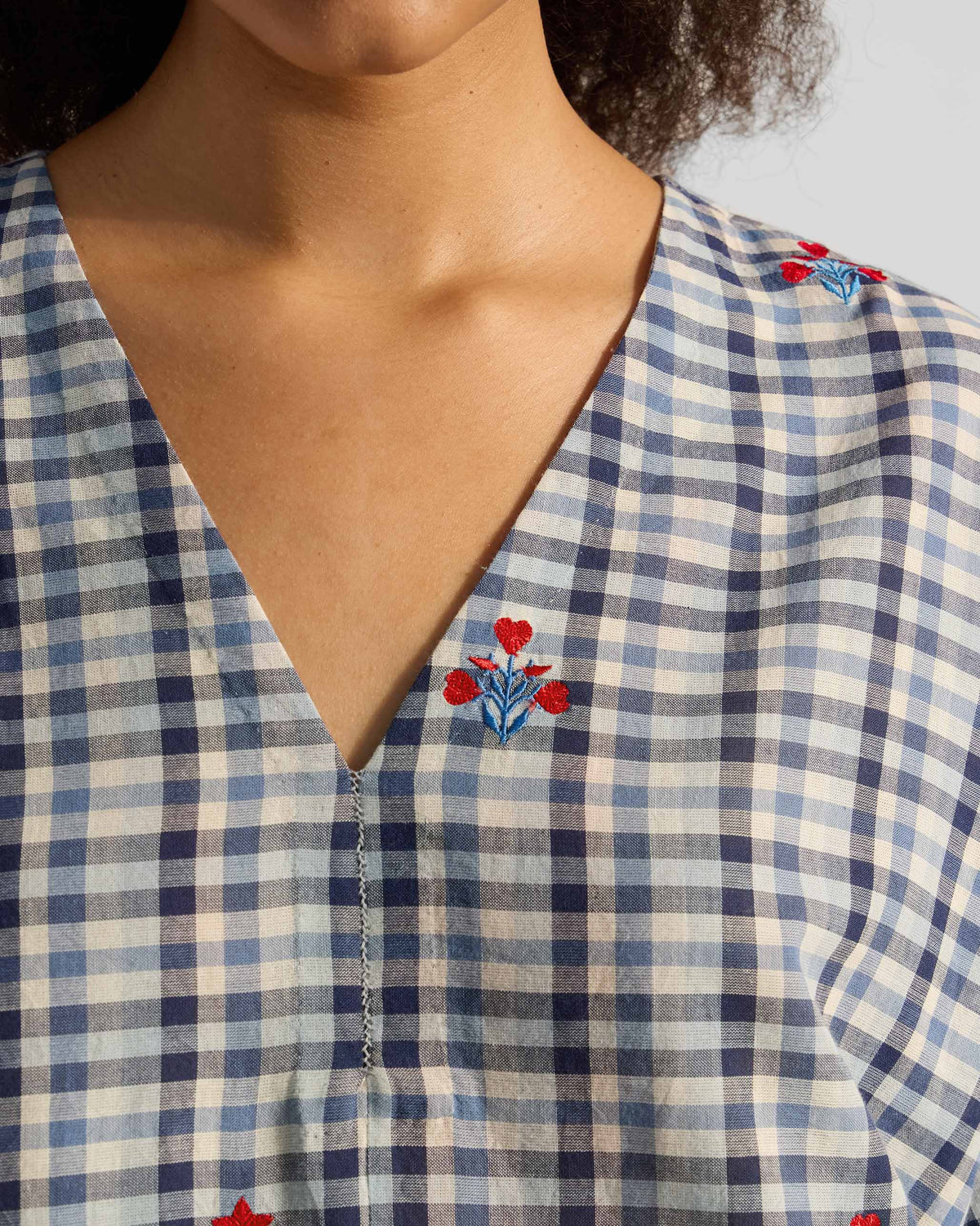 The Aava Kurta Set - Blue & White Checks
