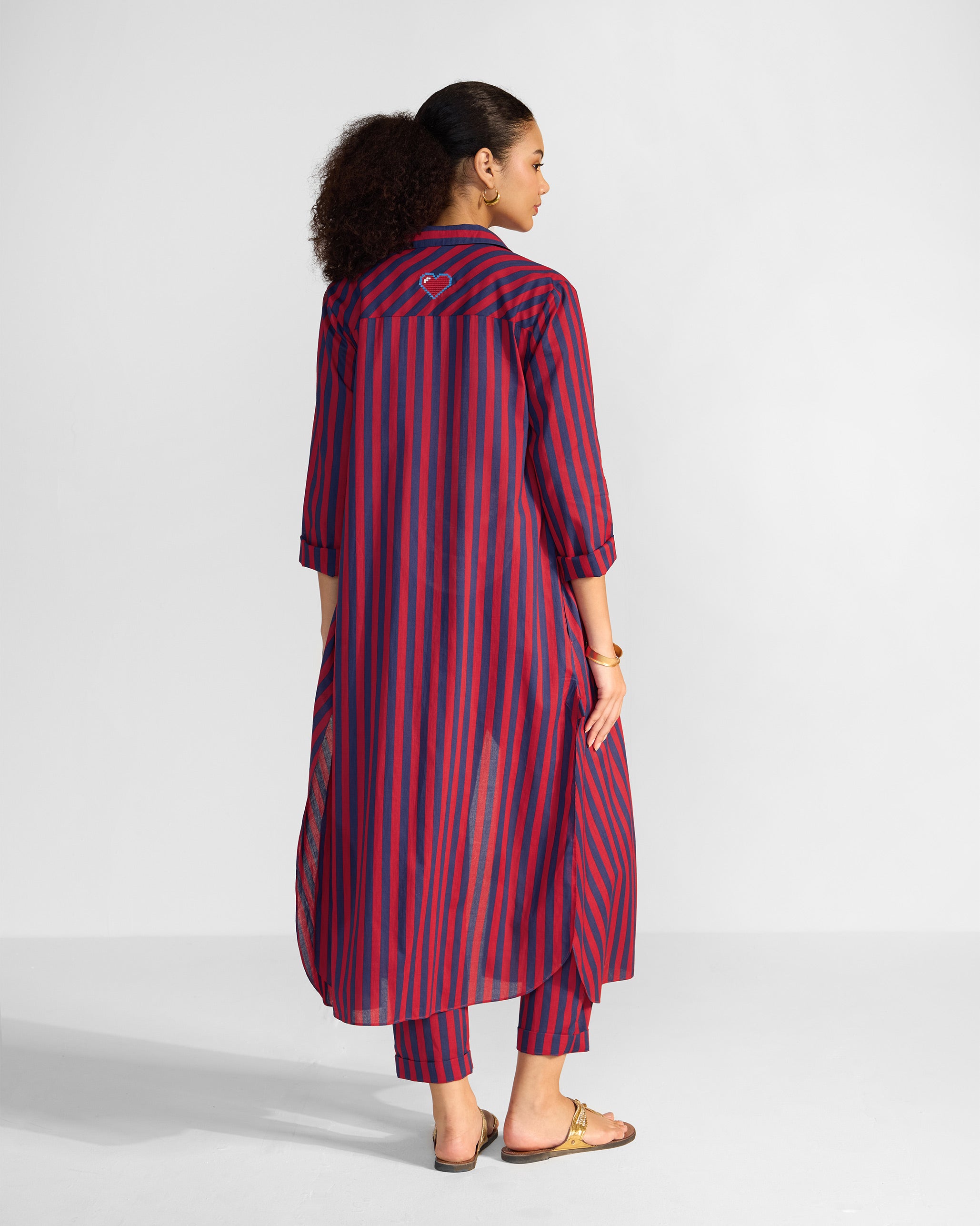 The Nimar Dress Set - Red & Navy Stripes