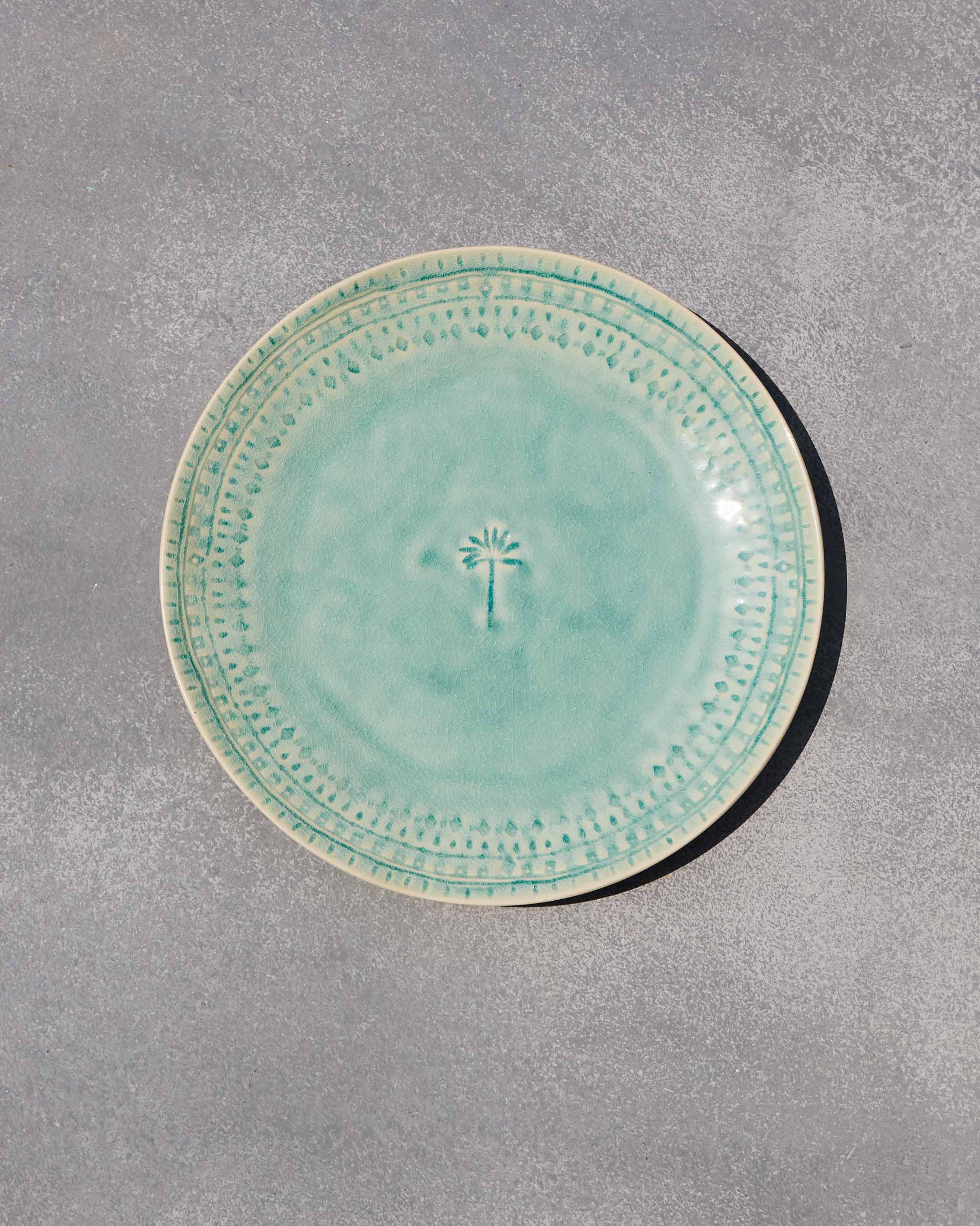 Coco Palm Dinner Plate - Aqua