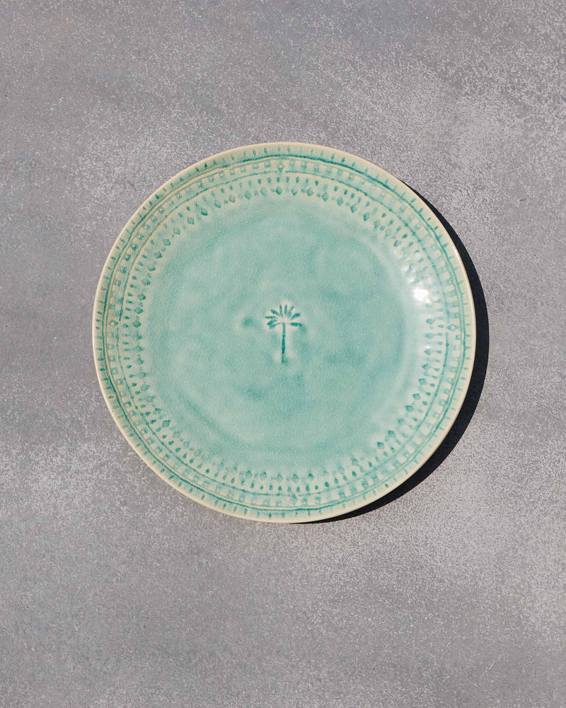 Coco Palm Dinner Plate - Aqua