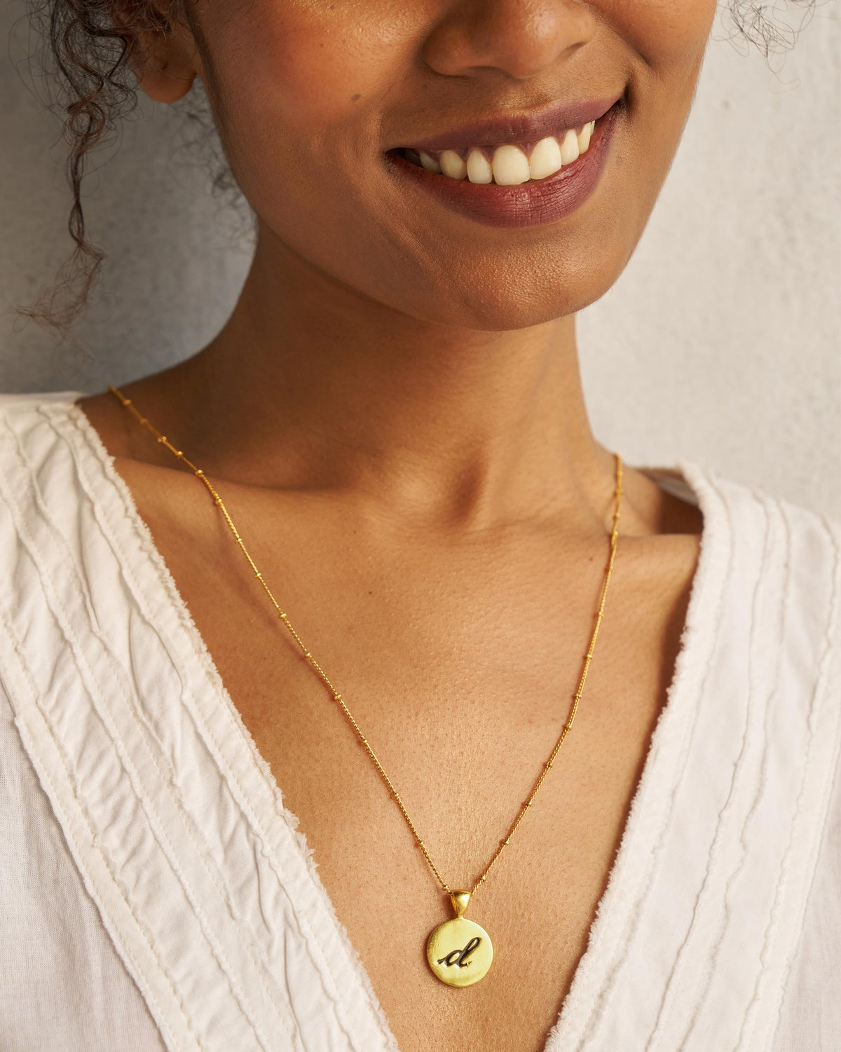 Alphabet D Charm - Black & Gold
