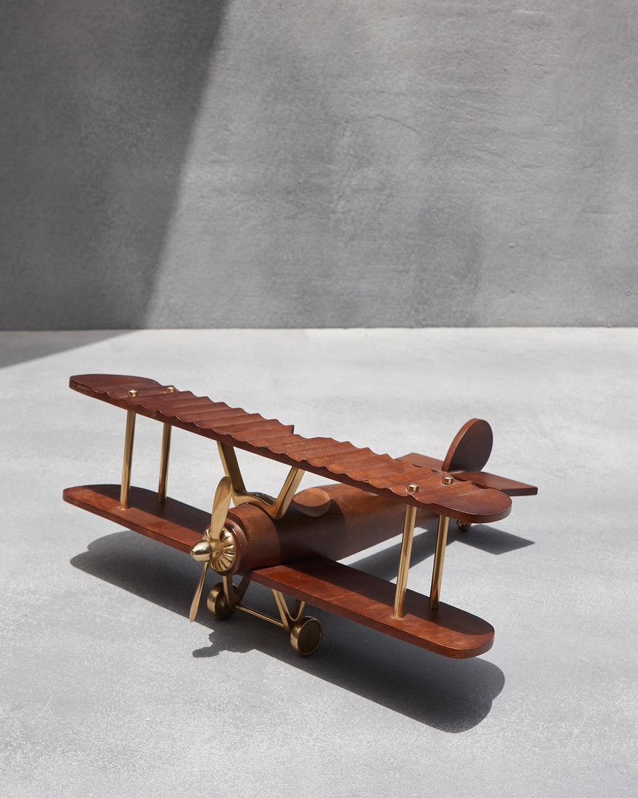 The biplane on a grey surface