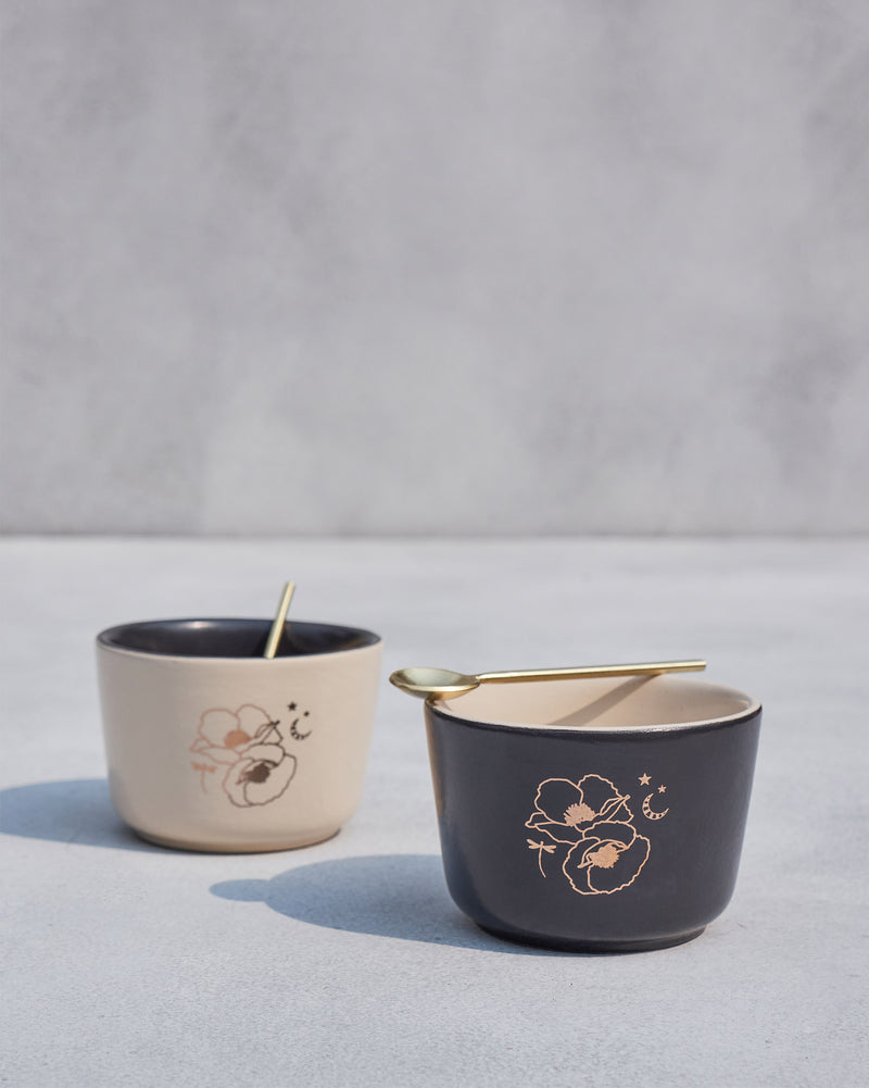 Poppy Bowls with Spoons (Set of 2)