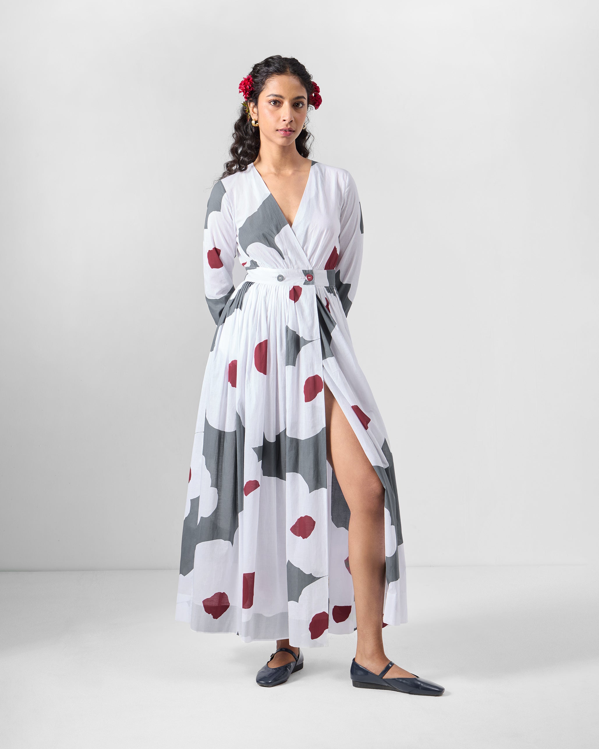 Nico Dress - Grey & White