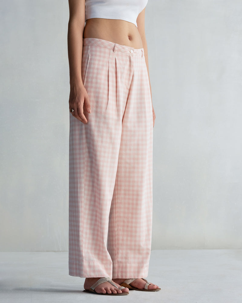 High Waist Pants - Pink & White