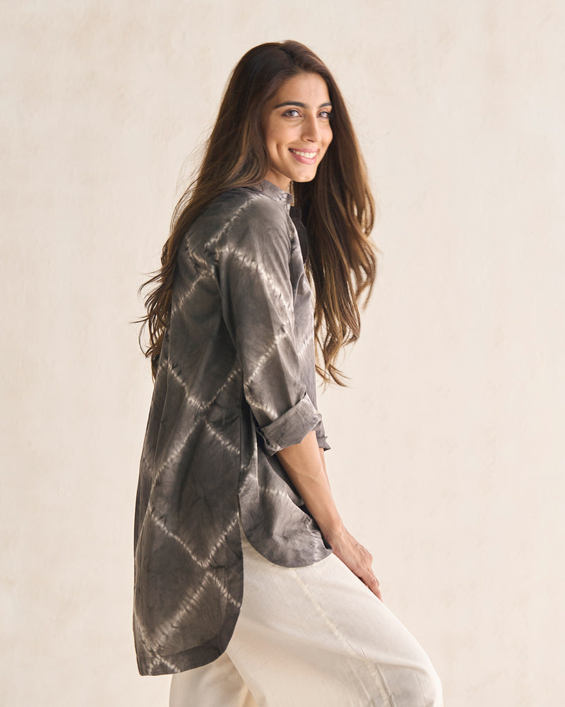 High-low Hem Shirt - Brown