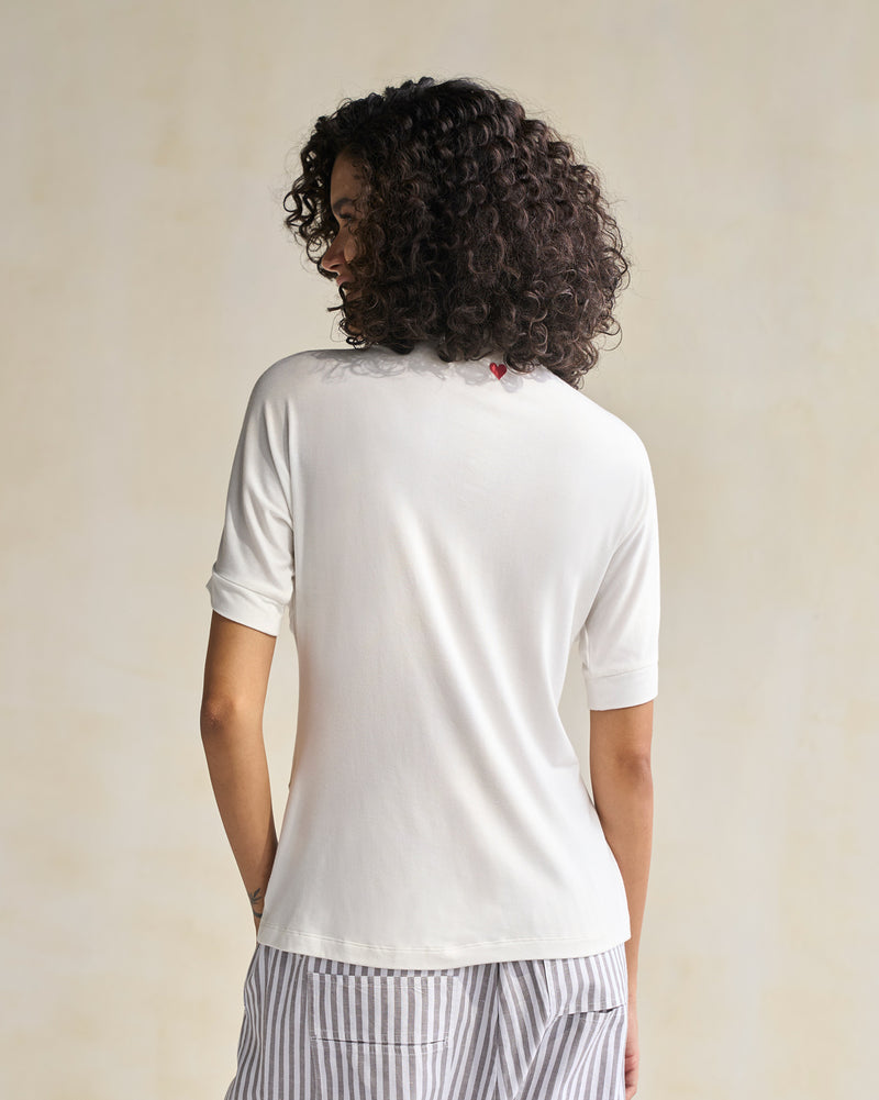 Gathered Jersey Top - Ivory