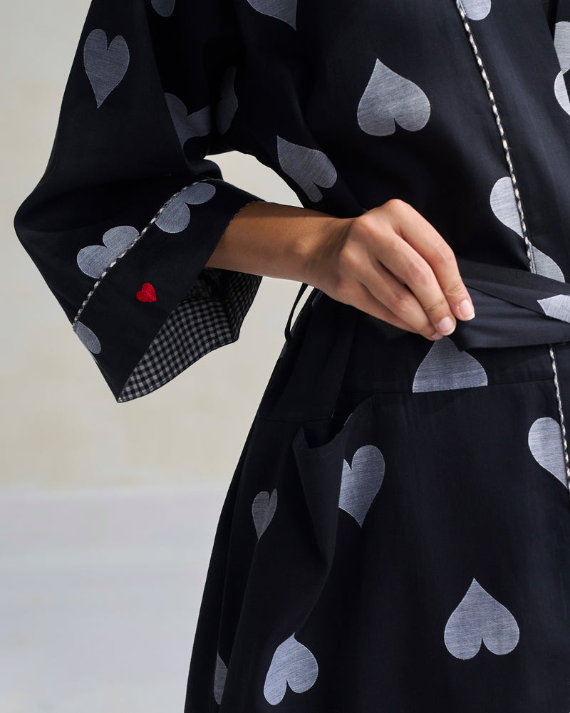 Longline Kimono - Black & Grey