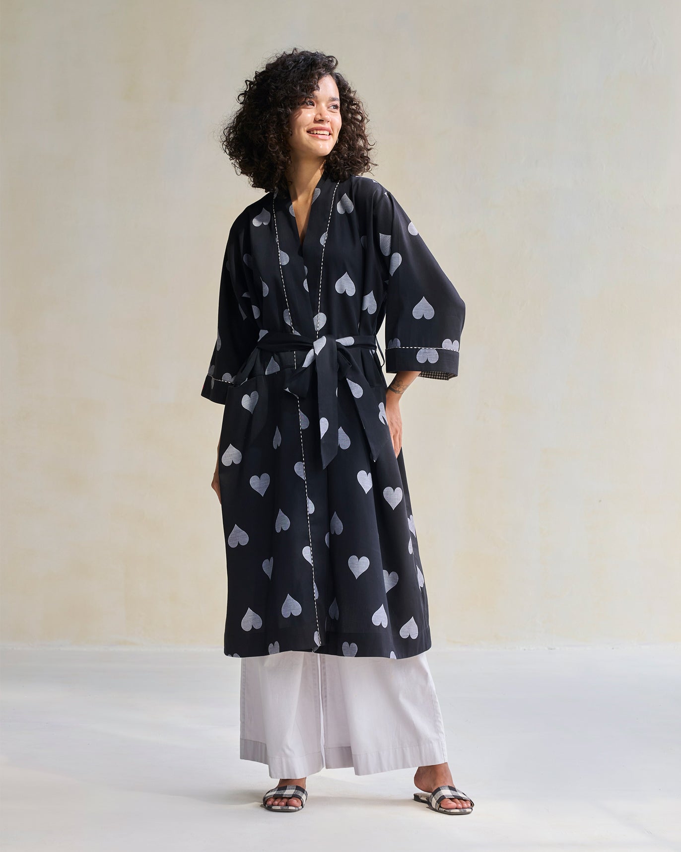 Longline Kimono - Black & Grey