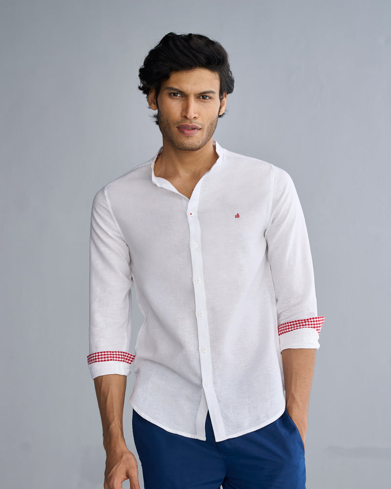 Nawab Shirt - White & Red