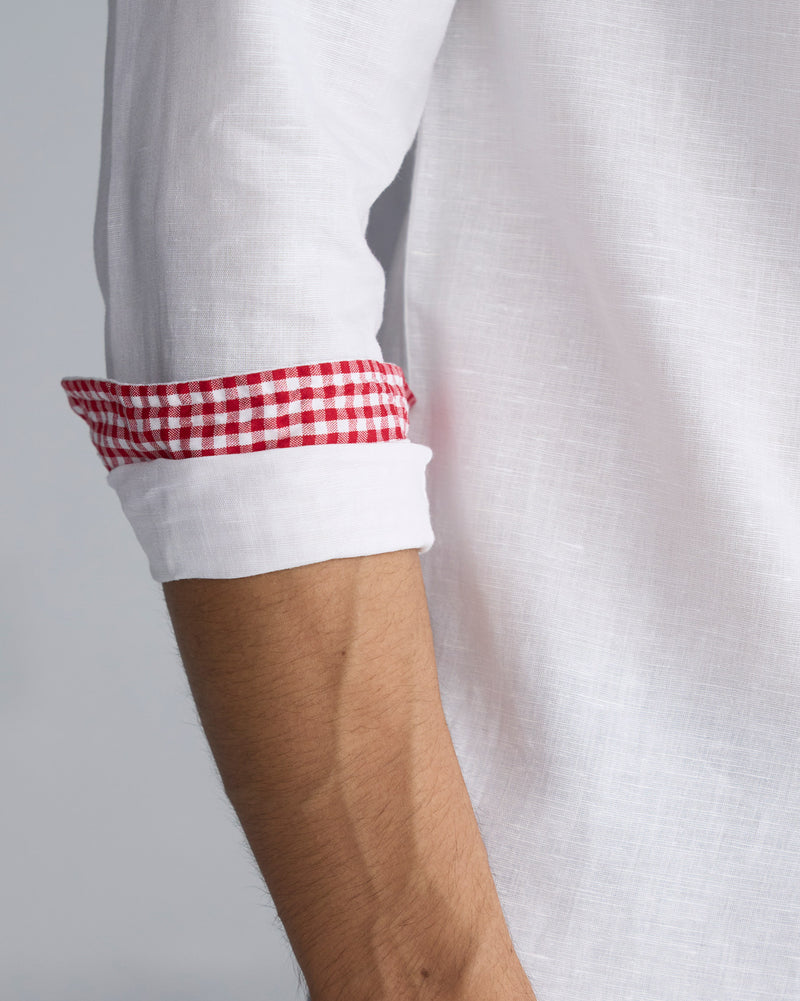 Nawab Shirt - White & Red