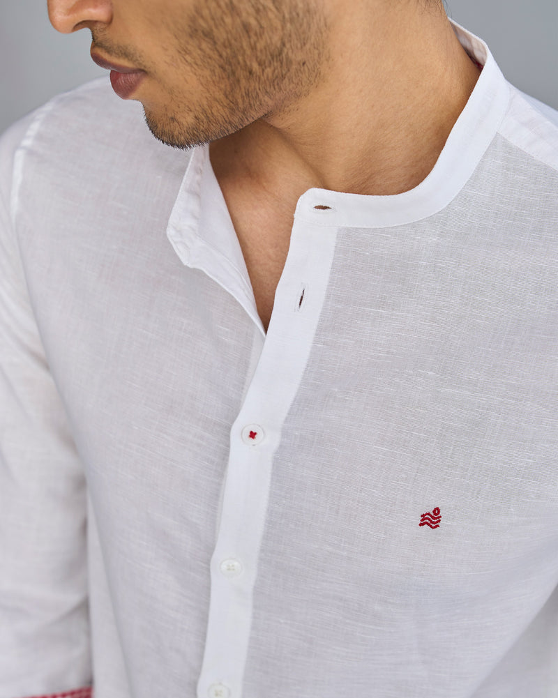 Nawab Shirt - White & Red