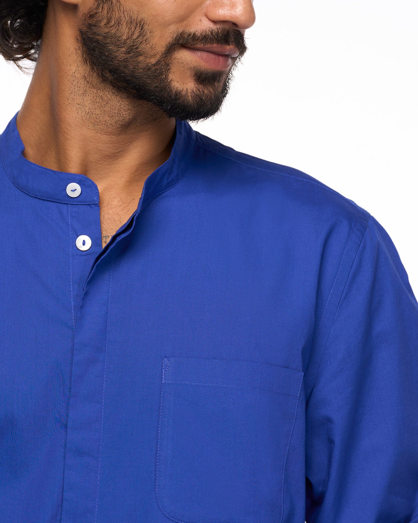 Chest Pocket Kurta - Cobalt Blue