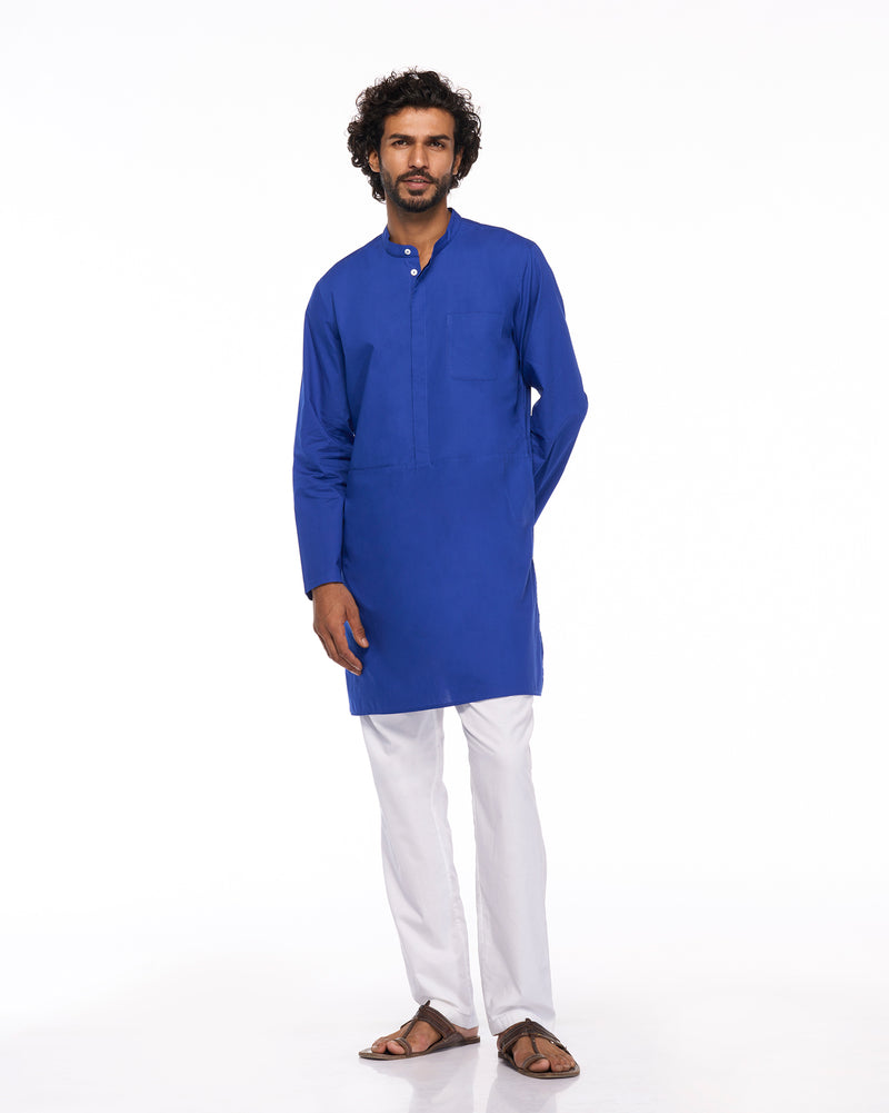 Chest Pocket Kurta - Cobalt Blue