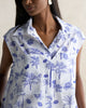 Sleeveless Patch Pocket Shirt - White & Blue