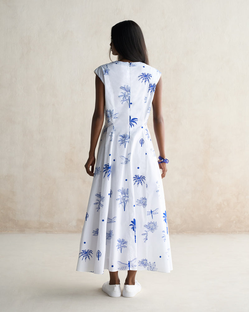 Sankara Dress - White & Blue
