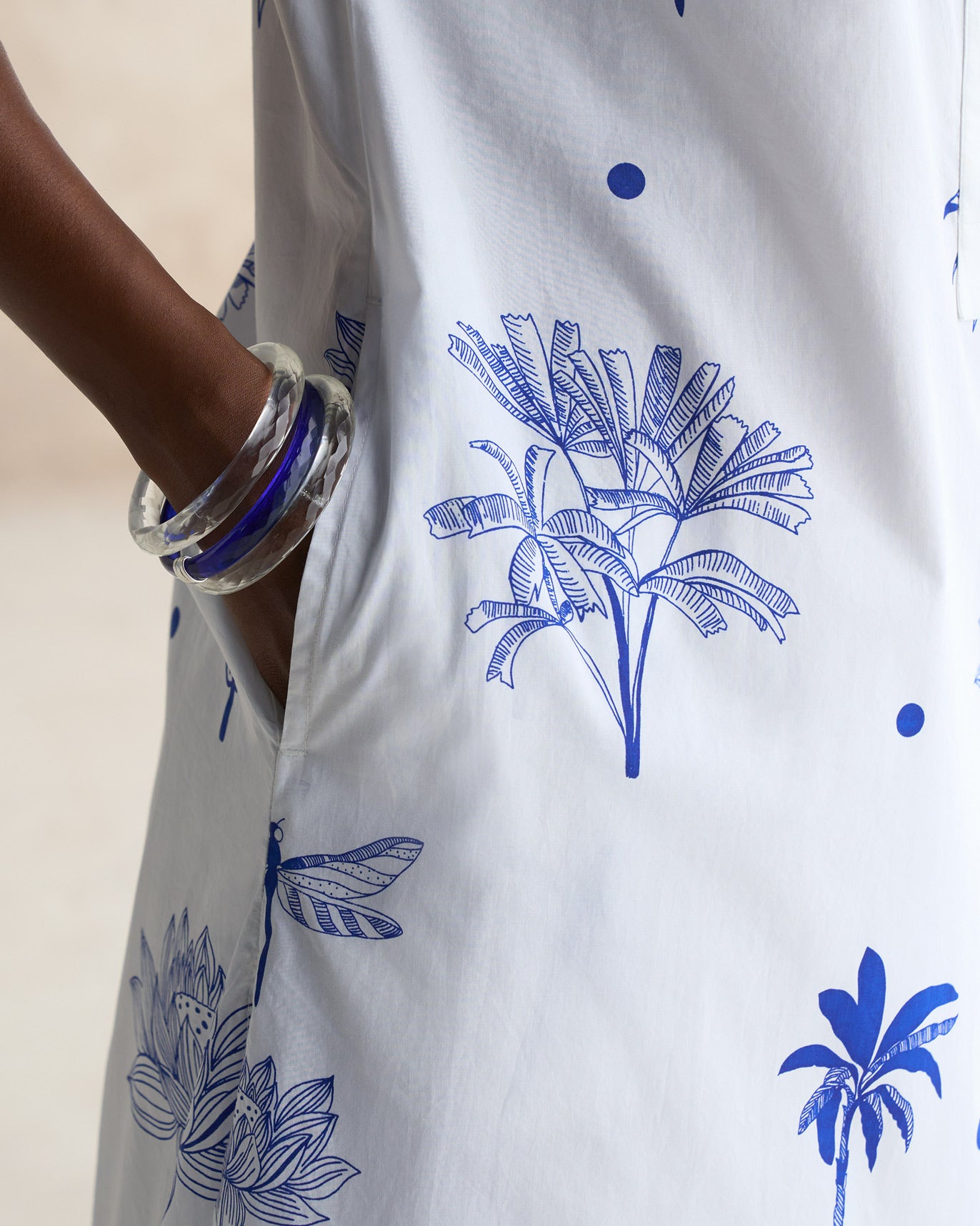 Short Sleeve Kurta - Blue & White