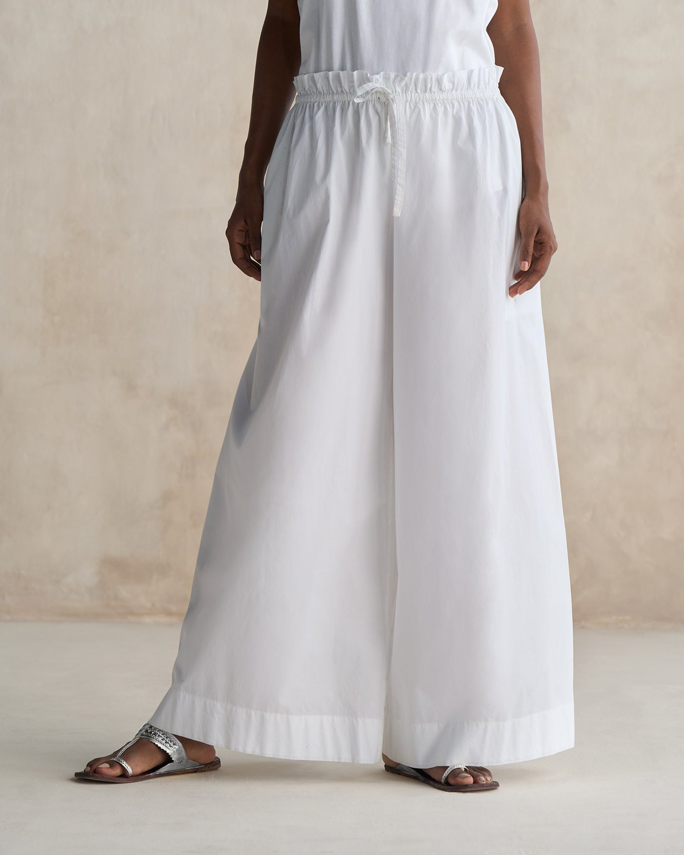 Paperbag Waist Pants - White