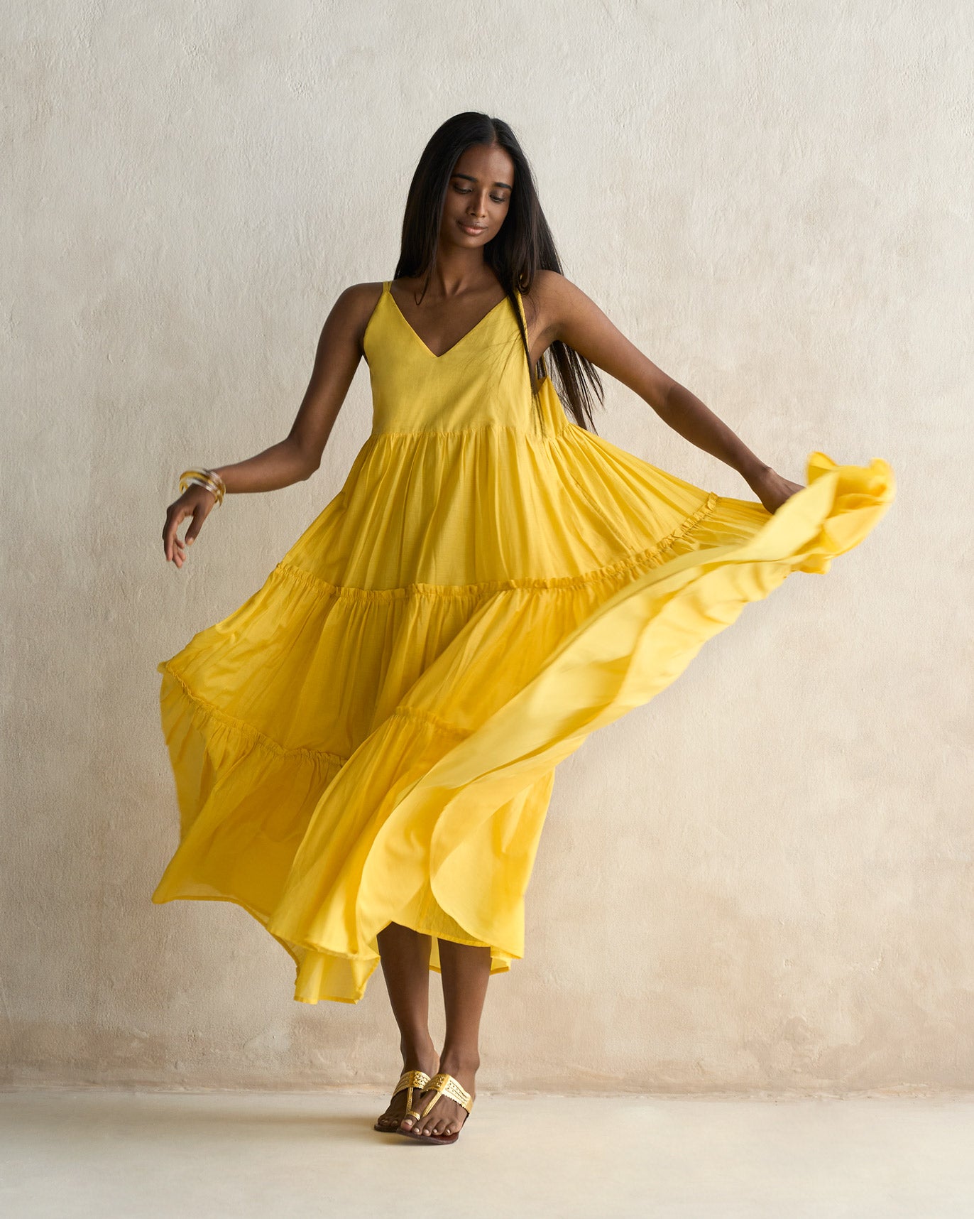 Tiered Dress - Yellow