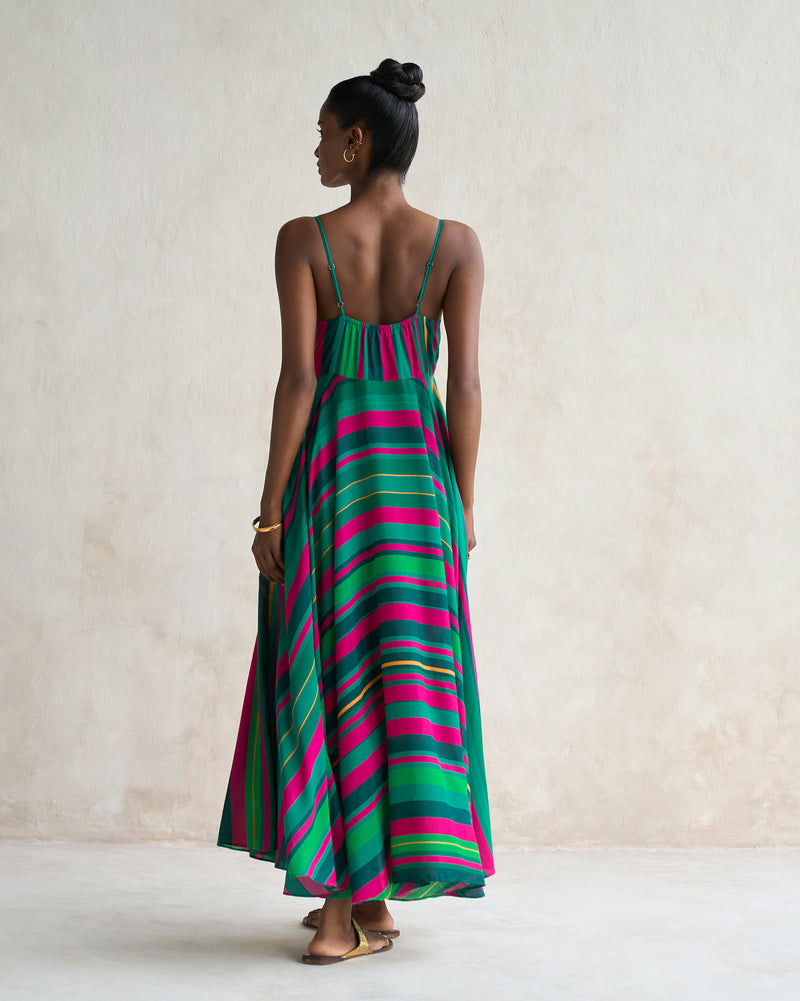 Long Strappy Dress - Multi Color